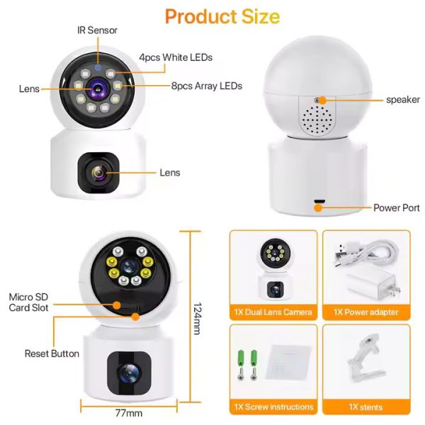 4MP Dual-Lens WiFi Security Camera System – 1080P HD, Night Vision & 2-Way Audio (V380 Pro App, Cloud/SD Storage) - Image 2