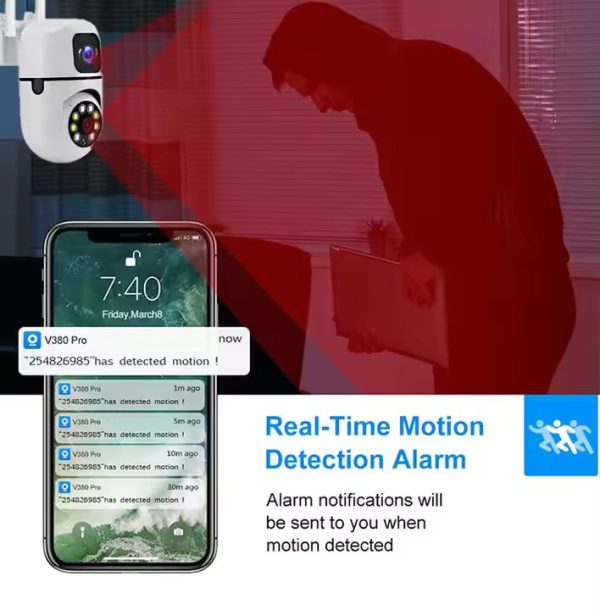 4MP Smart Dual-Lens Security Camera - 360° Auto-Tracking with 10x Zoom & Color Night Vision - Image 6