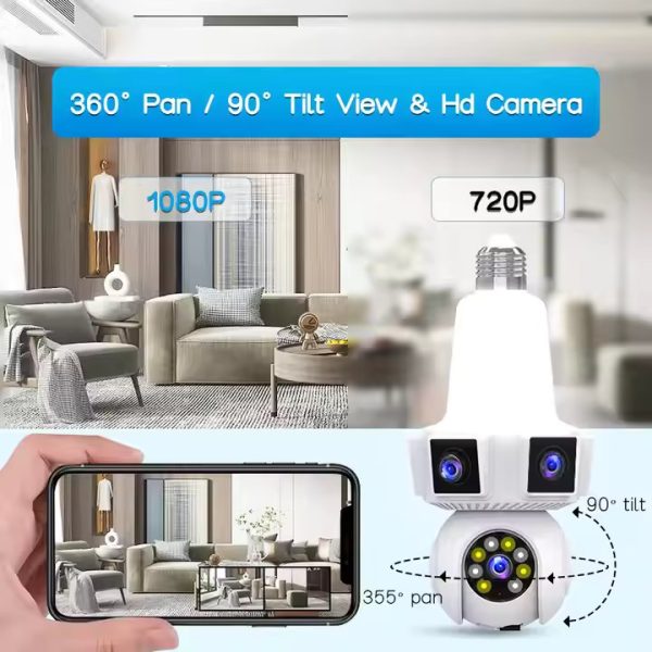 V380 Pro Smart Bulb Camera – Discreet 1080p Security with Night Vision & Motion Tracking - Image 5