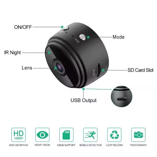 A9 Mini Wireless Security Camera - Compact 1080P Indoor Monitoring with Magnetic Mount - Image 3