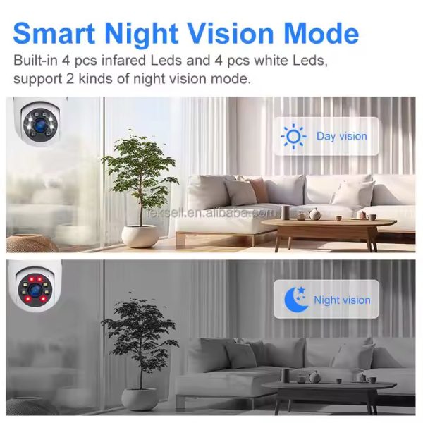 4MP Dual-Lens PTZ WiFi Bulb Camera – Indoor Security Camera with Motion Tracking, Night Vision & 2-Way Audio (E27 Socket) - Image 6